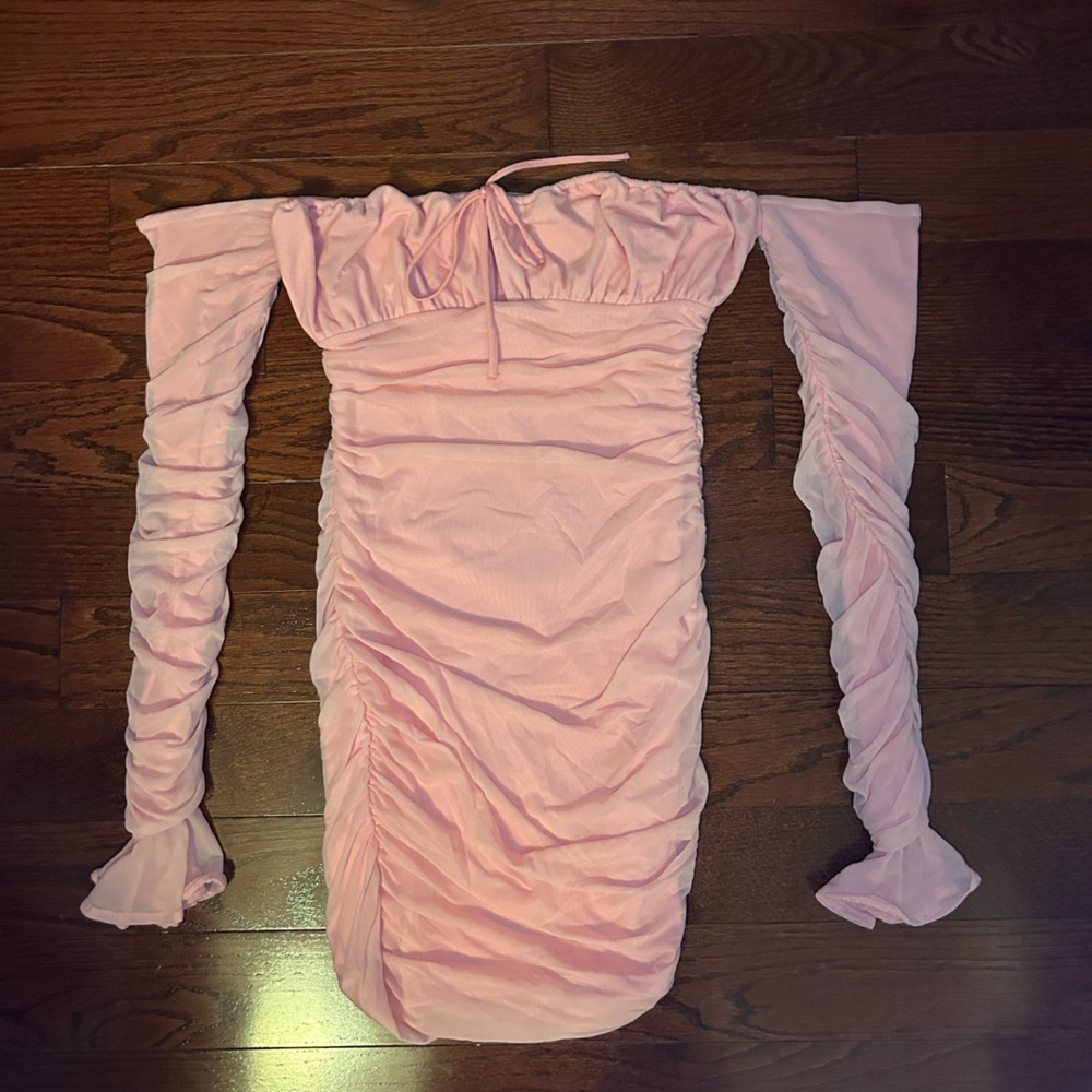 Oh Polly Off the Shoulder Pink Bodycon Minj Dress